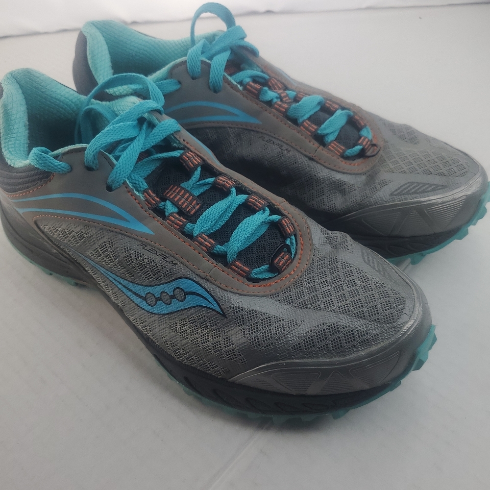 Saucony Peregrine 3.0 Blue/Yellow Running Shoes Womens Size 9.5 Trail Sneakers